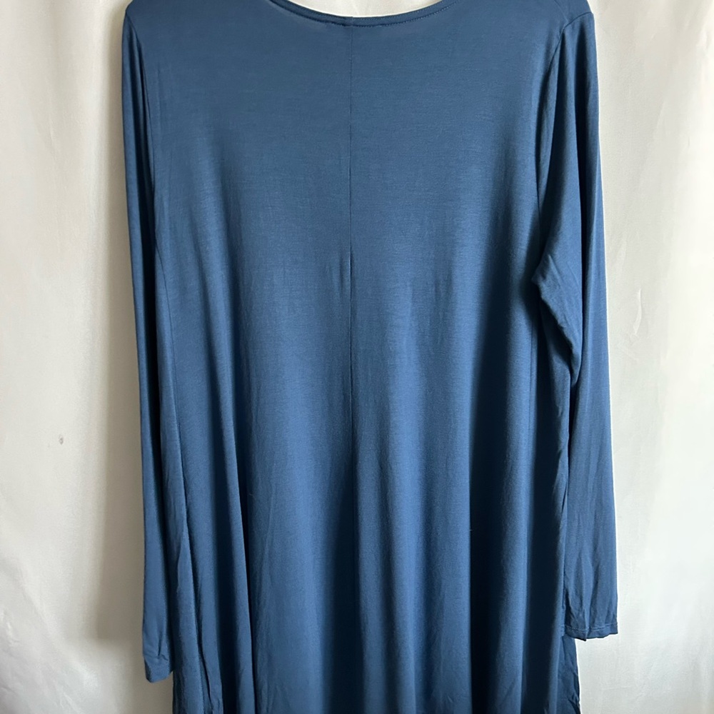 Eileen Fisher Elegant Blue Long Sleeve Top - Picture 3 of 5